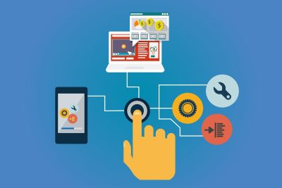 Die Grafik stellt die Verzahnung von digitalen Medien und Produktionsprozessen dar.